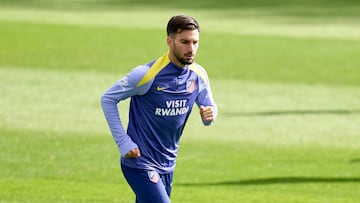 Baena, en el entrenamiento del Atlético.