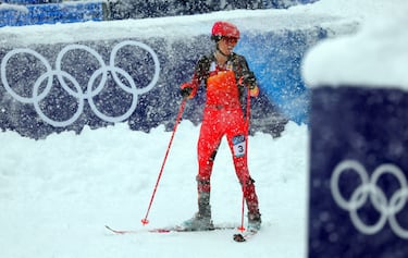 Ana Alonso durante la prueba final de velocidad femenina de esquí de montaña. 