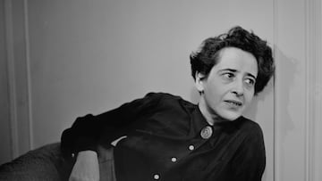 Portrait of German-born American political theorist and author Hannah Arendt (1906 - 1975), 1949. (Photo by Fred Stein Archive/Archive Photos/Getty Images)