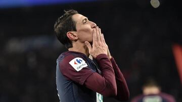 ISL01. PAR&Iacute;S (FRANCIA), 28/02/2018.- El argentino &Aacute;ngel Di Mar&iacute;a de Par&iacute;s Saint Germain celebra luego de anotar contra Marsella hoy, mi&eacute;rcoles 28 de febrero de 2018, durante un partido de cuartos de final de la Copa de F