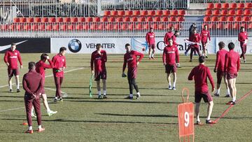 El Atl&eacute;tico cambi&oacute; ayer su rutina. Se entren&oacute; por la tarde en Majadahonda, con sol y temperatura agradable: unos 15 grados.