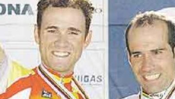 <b>DOBLETE.</b> Valverde, subcampeón, y Astarloa, campeón, le dieron a España el pleno en los Mundiales de ciclismo en ruta de Hamilton.
