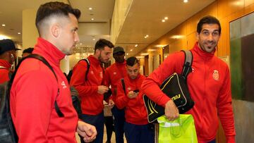 Momento en que el Girona llegó a Málaga.