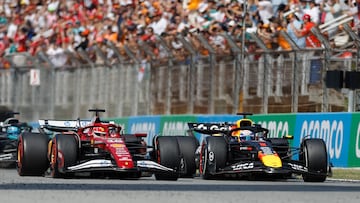 Charles Leclerc (Ferrari SF-25) y Max Verstappen (Red Bull RB19). Barcelona, España. F1 2025.