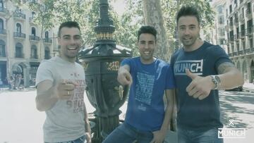 Los jugadores del Barça calientan en Canaletas para la gran final