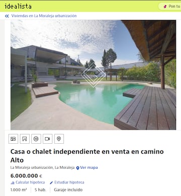 Sergio Ramos y Pilar Rubio ponen a la venta su mansión en La Moraleja por 6 millones de euros. IDEALISTA.