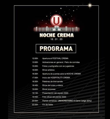 Universitario: Así será el cronograma de la Noche Crema