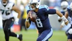  Marcus Mariota corriendo hace la end-zone para anotar un TD de 82 yardas.