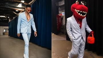 La mascota de Toronto Raptors sorprende imitando el look de Westbrook.
