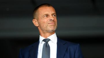 ZAGREB, CROATIA - SEPTEMBER 06: Aleksander Ceferin, President of UEFA looks on prior to the UEFA Champions League group E match between Dinamo Zagreb and Chelsea FC at Stadion Maksimir on September 06, 2022 in Zagreb, Croatia. (Photo by Jurij Kodrun/Getty Images)