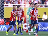 Armando Gonzalez celebrates his goal 1-0 of Guadalajara during the 11th round match between Guadalajara and Santos as part of the Liga BBVA MX Varonil, Torneo Clausura 2026 at Akron Stadium, on March 14, 2026 in Guadalajara, Jalisco, Mexico.