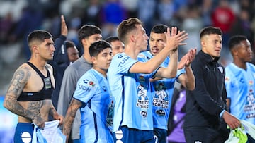 Victor Guzman, Javier Eduardo Lopez, Paulino de la Fuente, Gustavo Cabral of Pachuca  during the game Pachuca vs Monterrey, corresponding to the Semifinals first leg match of the Torneo Apertura 2022 of the Liga BBVA MX, at Hidalgo Stadium, on October 20, 2022.

<br><br>

Victor Guzman, Javier Eduardo Lopez, Paulino de la Fuente, Gustavo Cabral de Pachuca durante el partido Pachuca vs Monterrey, correspondiente al partido de ida de Semifinales del Torneo Apertura 2022 de la Liga BBVA MX, en el Estadio Hidalgo, el 20 de octubre de 2022.