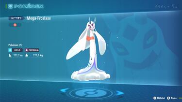Si la palabra elegancia fuese un Pokémon, ese sería Mega-Froslass. Los cambios son sutiles, pero al mismo tiempo le permite conseguir un semblante precioso. La túnica tiene más detallitos de hielo sobre la nube en la que se desplaza. Muy top.