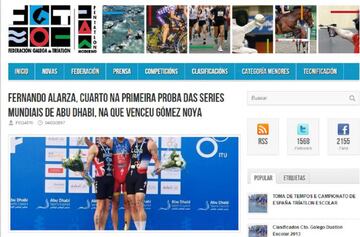 Imagen de la crónica de las Series Mundiales de Triatlón en Abu Dhabi en la web de la Federación Gallega de Triatlón, sin el rostro de Javier Gómez Noya.