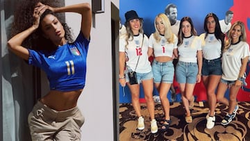 Imagen de las mujeres de los futbolistas de Italia e Inglaterra.