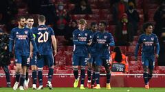 Los jugadores del Arsenal celebran la victoria.