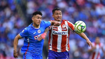 (L-R), Uriel Antuna of Cruz Azul and Eduardo Aguila of San Luis during the game Cruz Azul vs Atletico San Luis, corresponding to Round 12 of the Torneo Clausura 2023 of the Liga BBVA MX, at Azteca Stadium, on March 18, 2023.
<br><br>
(I-D), Uriel Antuna de Cruz Azul y Eduardo Aguila de San Luis durante el partido Cruz Azul vs Atletico San Luis, Correspondiente a la Jornada 12 del Torneo Clausura 2023 de la Liga BBVA MX, en el Estadio Azteca, el 18 de Marzo de 2023.