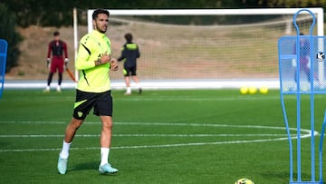 Nelson Monte, en un entrenamiento con el Almería.,
