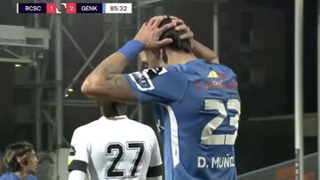 Las dos opciones de Muñoz para anotar su primer gol en Genk