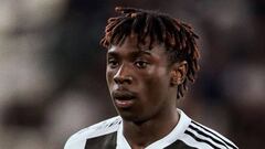 Moise Kean durante un partido con la Juventus.