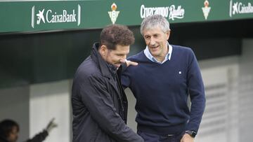 Simeone y Setién, en el partido de la primera vuelta.