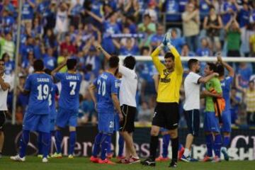 Alegría al final de partido.