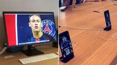 La travesura de un fan del PSG en el Apple Store de Barcelona