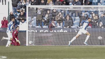 Youssef En-Nesyri (CD Leganes) celebrates his goal which made it (2,0) La Liga match between CD Leganes vs Espanyol at the Municipal de Butarque stadium in Madrid, Spain, December 22, 2019 .