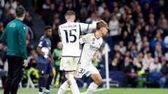 Debut de Nico Paz con el Real Madrid. En la imagen, el hispanoargentino entra al terreno de juego por Federico Valverde en el minuto 76 de partido.