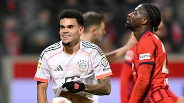 HEIDENHEIM, GERMANY - DECEMBER 21: Luis Diaz of FC Bayern Munich celebrates scoring his team's third goal during the Bundesliga match between 1. FC Heidenheim 1846 and FC Bayern München at Voith-Arena on December 21, 2025 in Heidenheim, Germany. (Photo by A. Scheuber/FC Bayern via Getty Images)