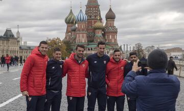 Sevilla on Red Square in Moscow with Saint Basil's Cathedral in the background.