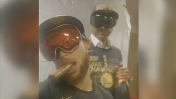 Gafas de ski, puros y champagne: así celebran los Warriors el anillo
