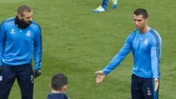Benzema junto a Cristiano en el entrenamiento.