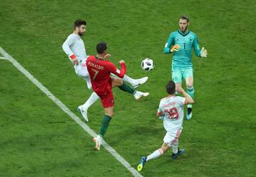 Cristiano Ronaldo, Gerard Piqué, David de Gea y Jordi Alba.