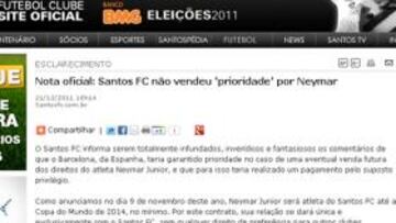 El Santos niega la prioridad del Barça sobre Neymar