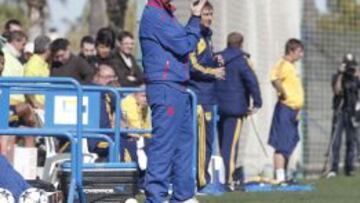 Caparrós, durante el entreno.