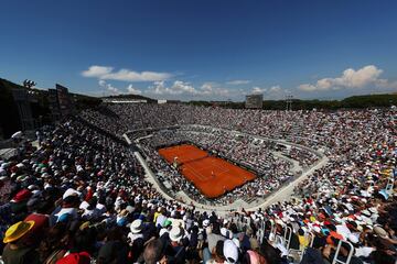 Vista general del Foro Itálico, estadio donde se ha celebrado la semifinal del Masters de Roma entre Rafael Nadal y Novak Djokovic.