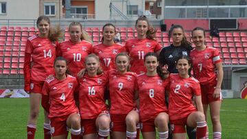 Las jugadoras de la selección femenina de fútbol Sub-19 de Gibraltar.