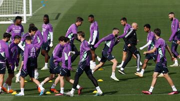 Los jugadores del Real Madrid, durante un entrenamiento.