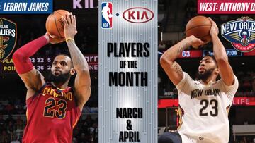 LeBron James y Anthony Davis, los mejores del mes de marzo/abril