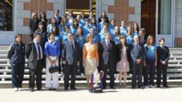 El Bar&ccedil;a femenino, campe&oacute;n de la Copa de la Reina, durante la Audiencia de La Reina Sof&iacute;a, celebrada este martes en La Zarzuela.