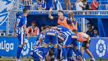 (7) Ruben Sobrino celebrate second goal during the match during the Spanish La Liga soccer match between Deportivo Alaves and R.C.D Espanyol at Mendizorrotza stadium, in Vitoria-Gazteiz, northern Spain, Sunday, September, 02, 2018