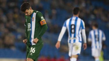 Javi López en el Real Sociedad-Espanyol.