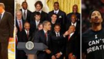 Phil Jackson y Bill Bradley, Obama en la Casa Blanca con los Lakers campeones y Derrick Rose.