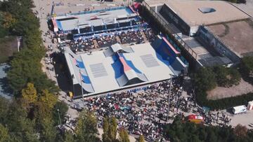 Vista aérea del Madrid Urban Sports celebrado en las instalaciones de Madrid-Río en octubre del 2021.