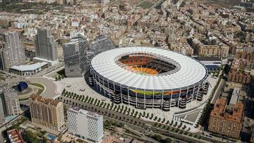 Vista area de cmo ser el estadio en su aspecto externo. Destaca la cubierta que ser translcida, elegante, moderna y resistente. Una estructura dise?ada por la prestigiosa firma internacional Schlaich Bergermann & Partner y que es muy similar a la del Estadio Metropolitano o el Estadio Olmpico de Berln.