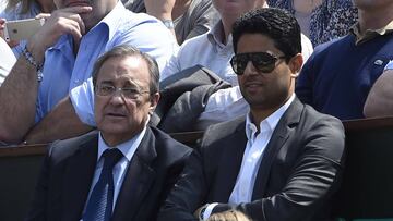 Florentino, junto a Al Khelaifi, en un torneo Roland Garros.