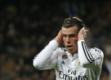 Gareth Bale celebrando el gol que acaba de marcar, el primero para el Real Madrid 