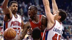 Michael Jordan, durante un partido de la NBA entre los Chicago Bulls y los Detroit Pistons