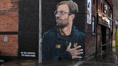 Reciente mural del entrenador alem&aacute;m, Jurgen Klopp en liverpool por el artista &quot;Akse&quot; 
 